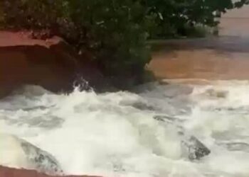 Chuva rompe trecho da BR-401 em Normandia